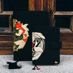 Kinbor A5 A6 Agenda Koi King Notebook Retro Embroidery Hand Account Planner Notepad Literary Daily Weekly Efficiency Book