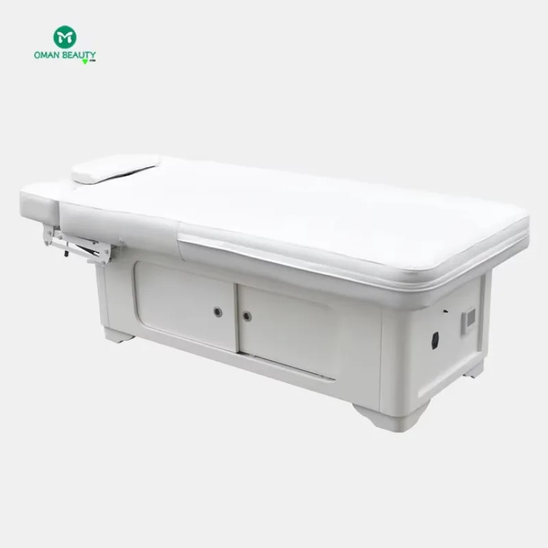 

New Elegant White Mattress Adjustable Electric Spa Massage Bed Therapy Massage Bed Table