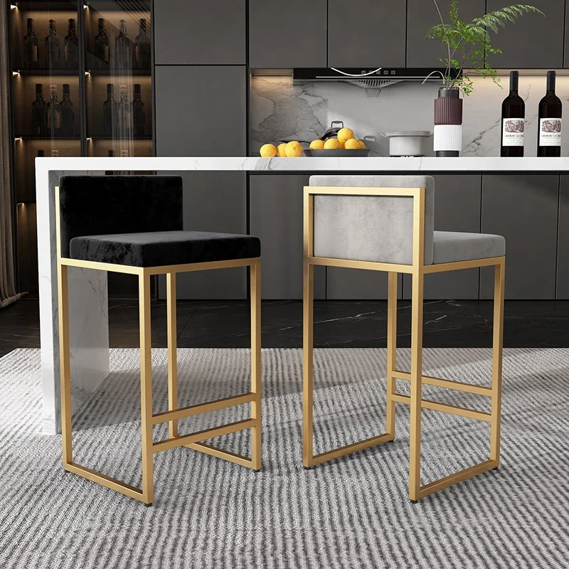 

Iron Modern Bar Stools Nordic Tall Industrial Minimalist Party High Chairs Gold Ergonomic Soft Sillas De Bar Home Furniture