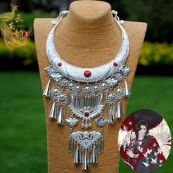 Heaven offices Blessing Hua Cheng Cosplay collar plata mariposa Huacheng gargantilla Miao/Hmong People Tian Guan Ci Fu Xielian