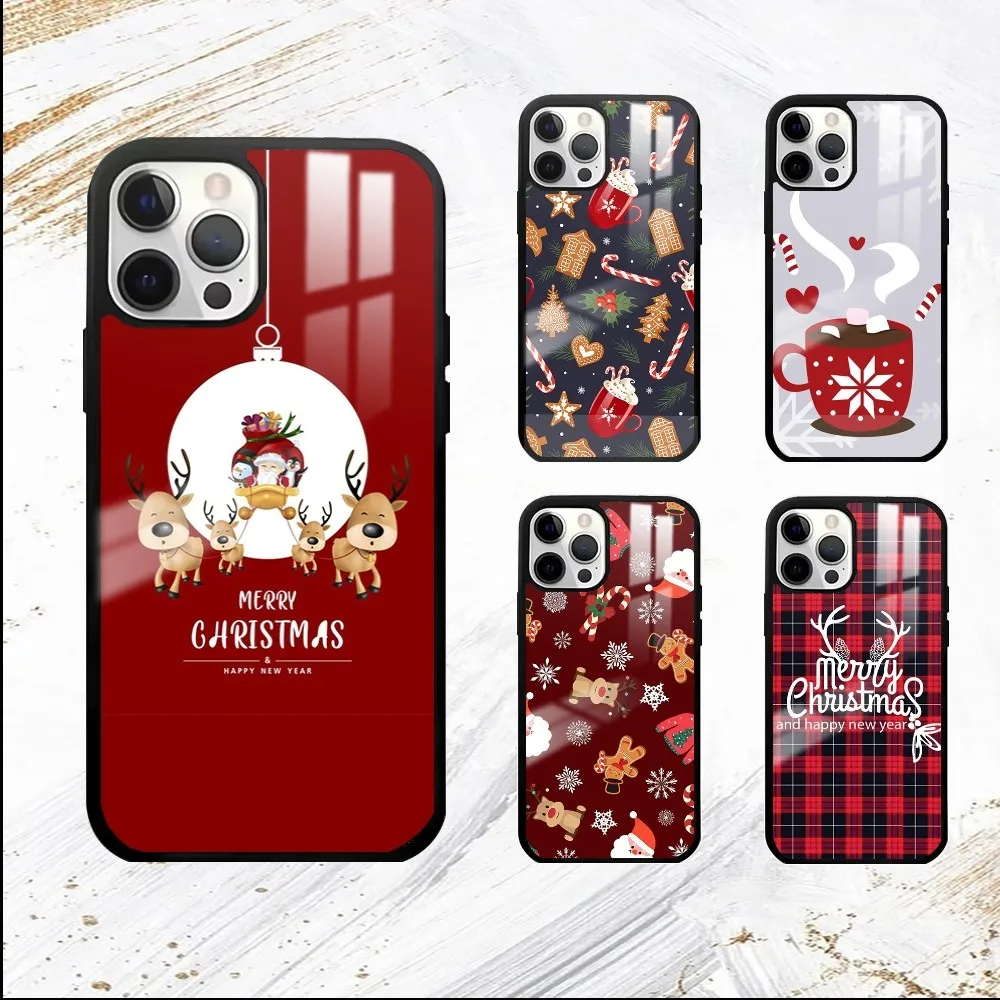 Christmas gifts holiday Phone Case For iPhone 16 15 14 13 12 11 Pro Max Plus Mini PC Mirror Fashion  phone case