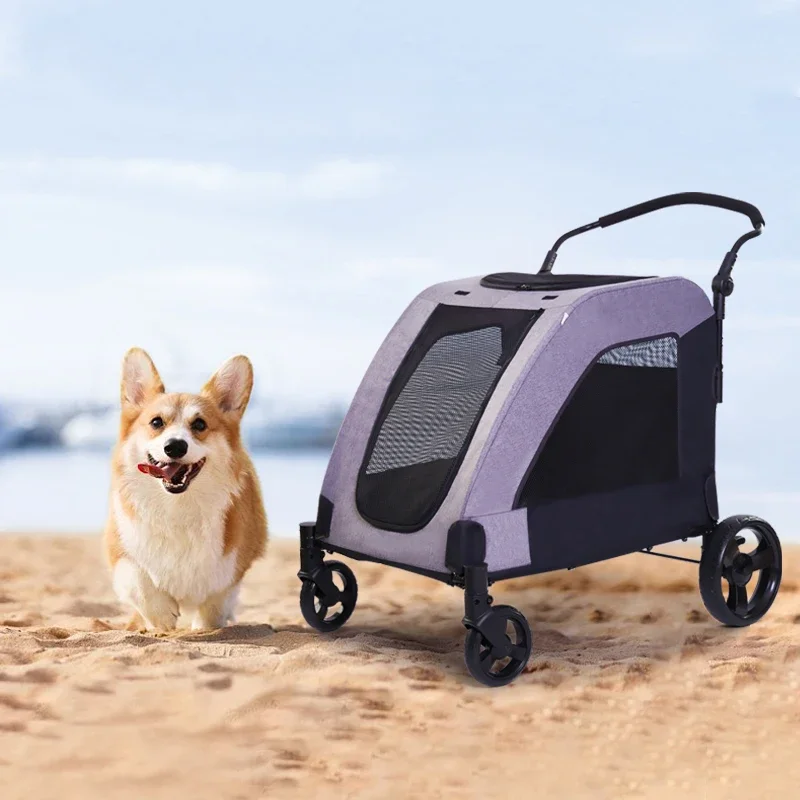 Fabricage Fabriek Grote 4-wiel luxe jogging reizen huisdier kinderwagen kleine trolley huisdier kinderwagen voor katten honden