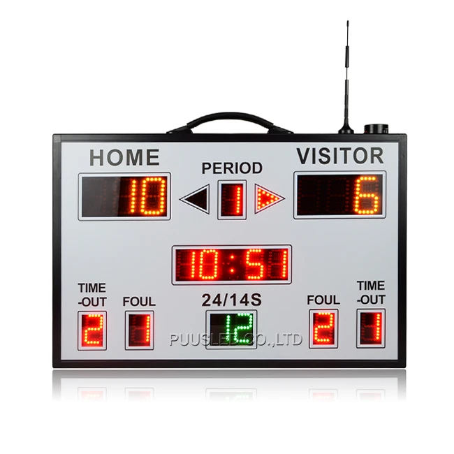 Portable Electronic Basketball Scoreboard Red Color Led Mini Led Digital Scoreboard with Shotclock for Sport Game and Gym