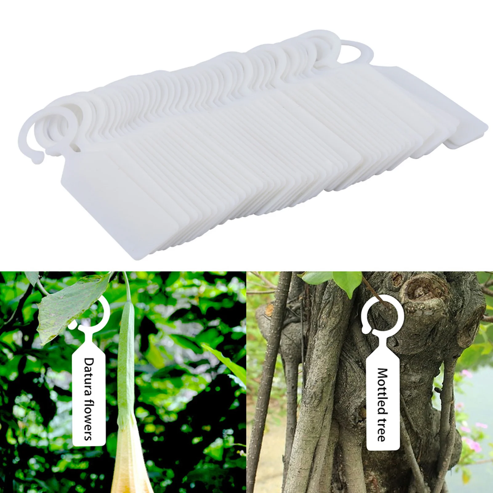 

100pcs Plastic Plant Labels Garden Planting Tags Ring Hook Tree Markers Sign Plastic Waterproof Re-Usable Hanging Label Stake