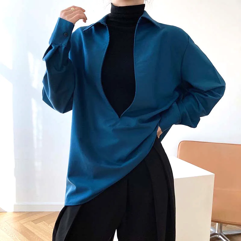 Streetwear Fashionable Trend Casual Solid Thin Button V-neck Hipster Creative Comfortable Women's Clothing 2022 Autumn Winter