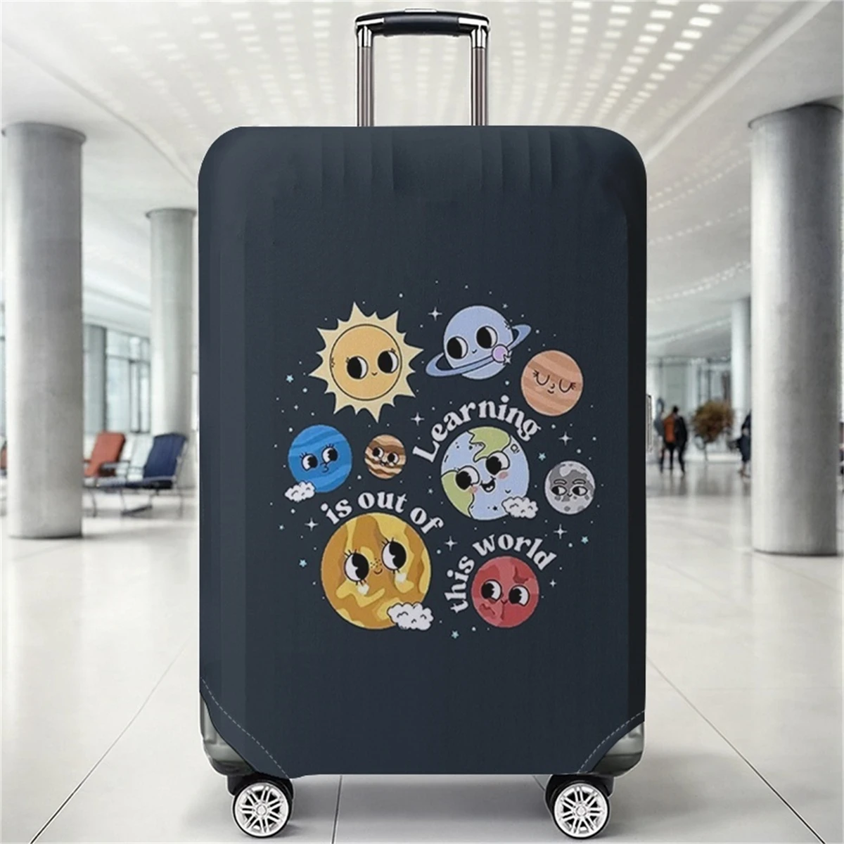 

Защитный чехол для багажа с мультяшным рисунком Солнечной системы, подходит для чемоданов 18-32 дюймов, с ручкой для переноски.