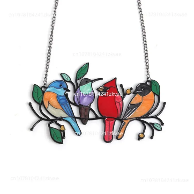 

Birds Stained Glass Window Hangings Independent Station Home Decoration Pendant Bird