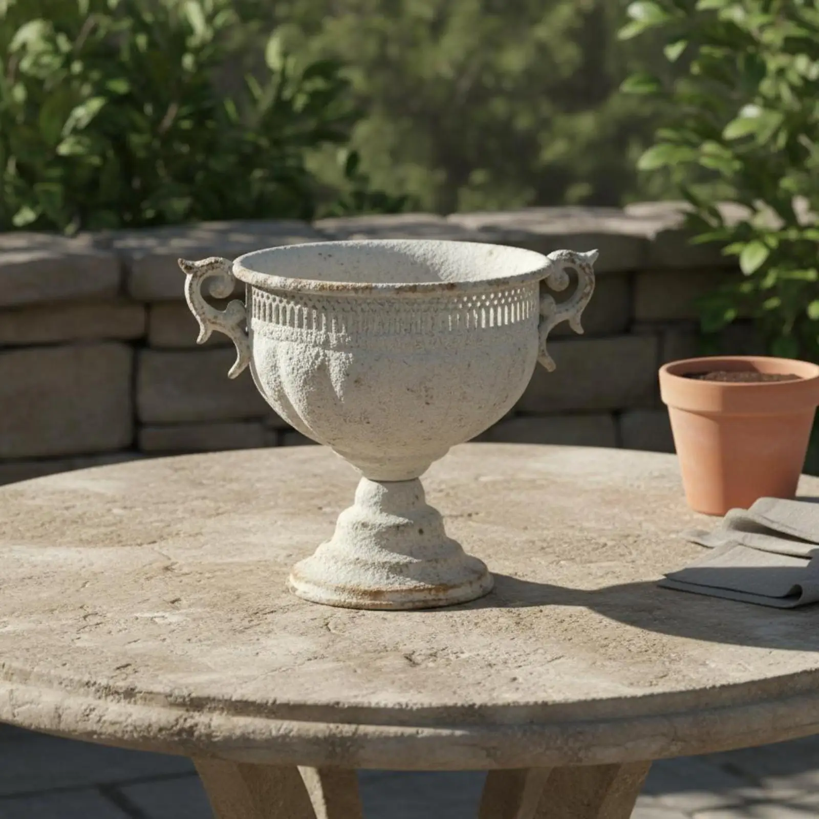 European Aesthetic Urn Vase Rustic Finish Vintage Iron Vase Decorative Table