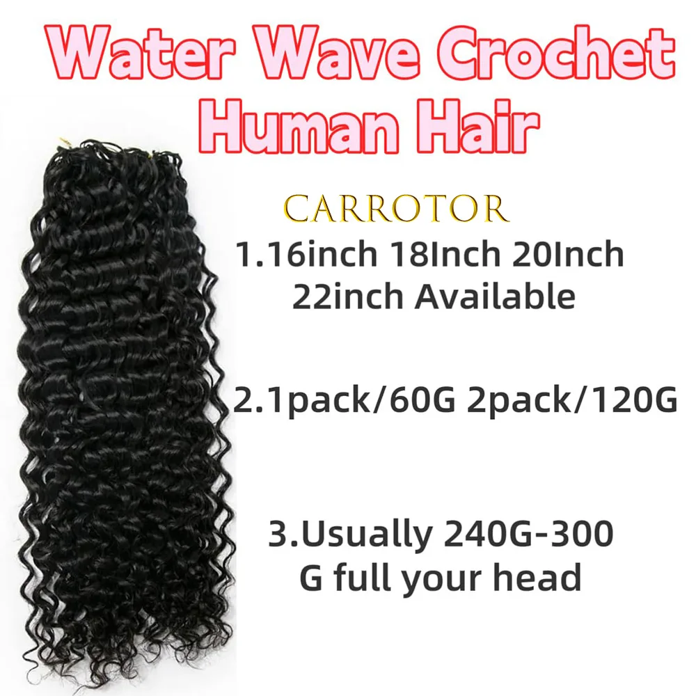 Water Wave Feather Crochet Braid Hair Extensions Knotless Pre-Separated Crochet Hair Extensions Human Hair