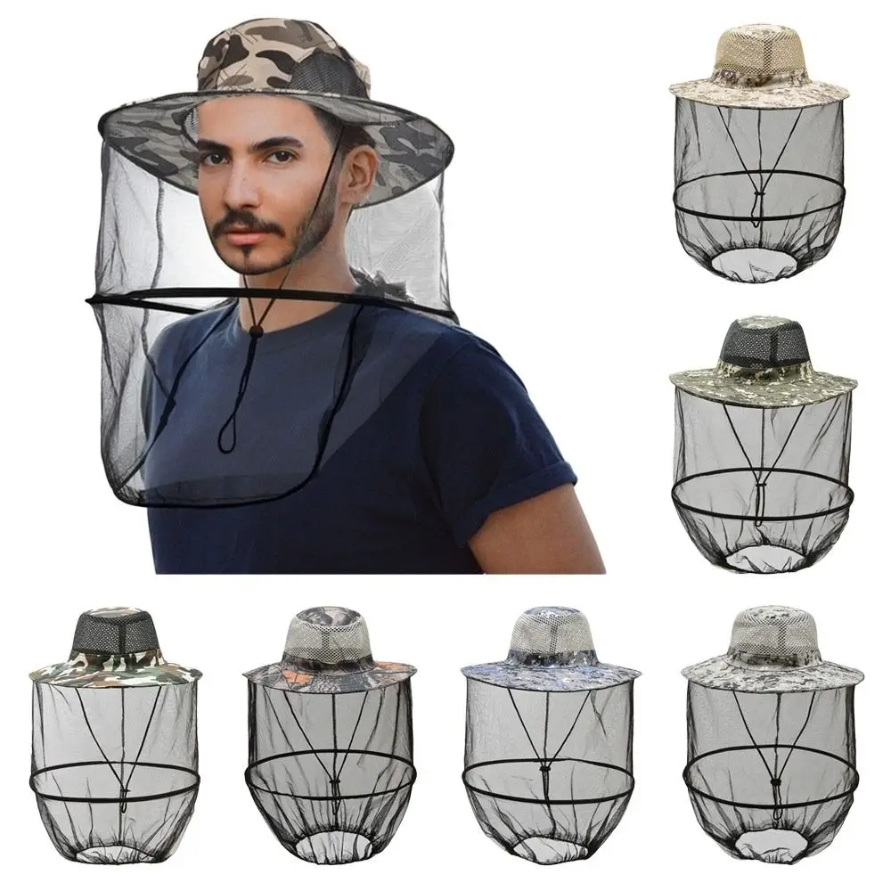 Outdoor Sunscreen Mosquito Hat Foldable Casual Bucket Hat Insect Bee Protection Repellent Protection Fishing Sun Cap