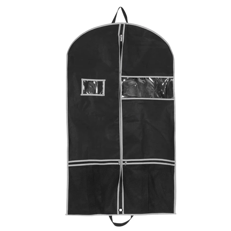 Suit Bag For Travel Suit Carrier For Men Breathable Garment Bag With 2 Mesh Pockets And 1 PVC Pocket For Travel Closet