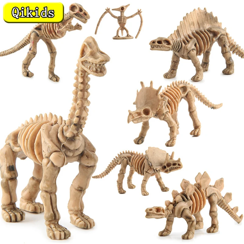 12Pc/Set Simulation Mini Jurassic Dinosaur Skeleton Archaeological Excavation Dinosaur Model Fossils Bones Toy Figures Kid Gift