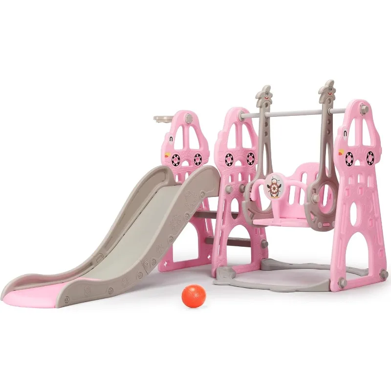 

4 in 1 kids slide and swing set for indoor/outdoor playground for toddlers aged 1-6