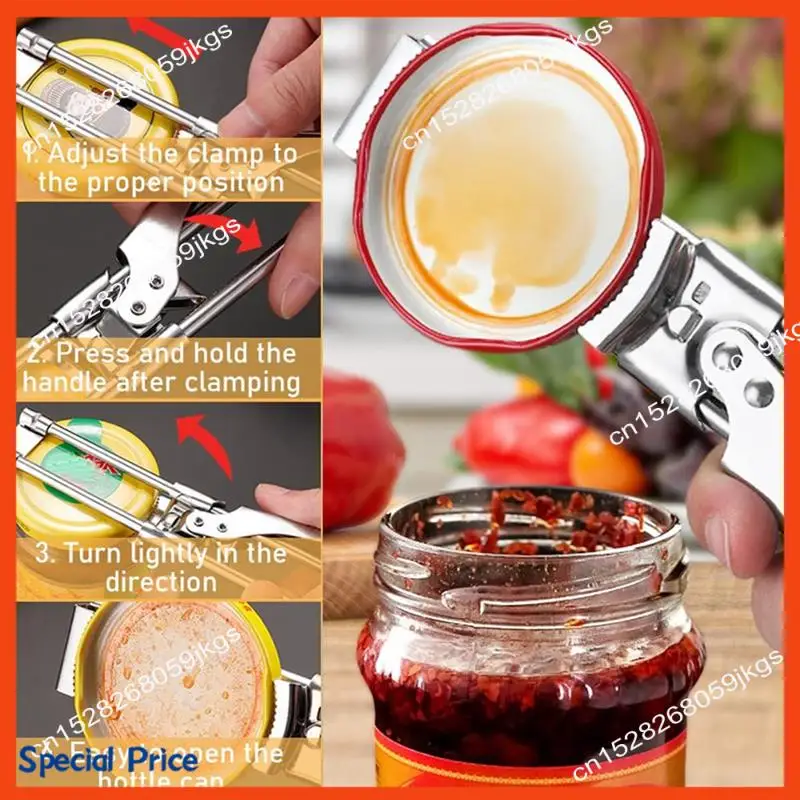 ABIY Stainless Steel Bottle Opener Linear Adjustable Can Opener Manual Screw Cap Can Opener