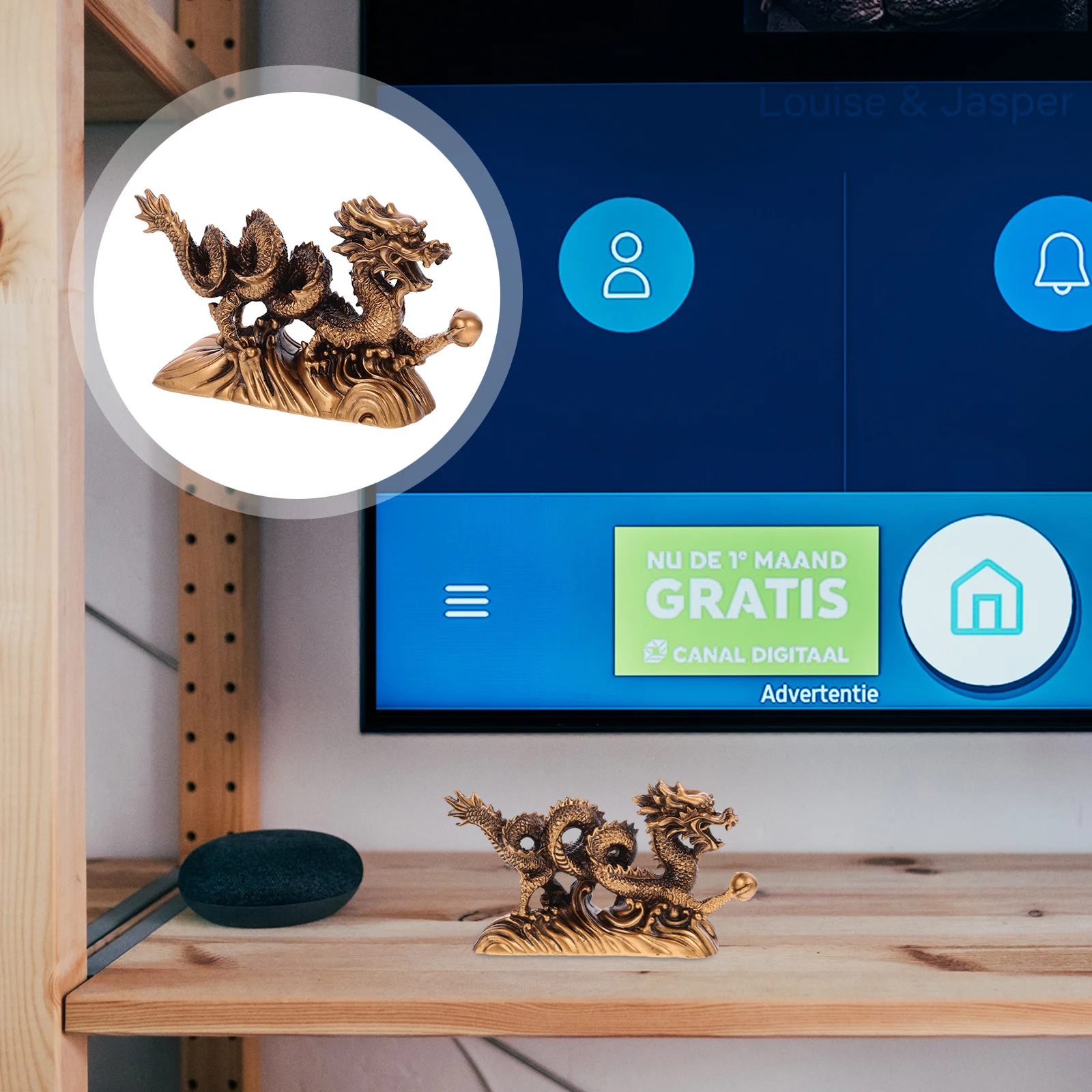 

Resin Dragon Statue Ornament Golden Color Desktop Sculpture Home Office Feng Shui Decoration Resin Animal Decor