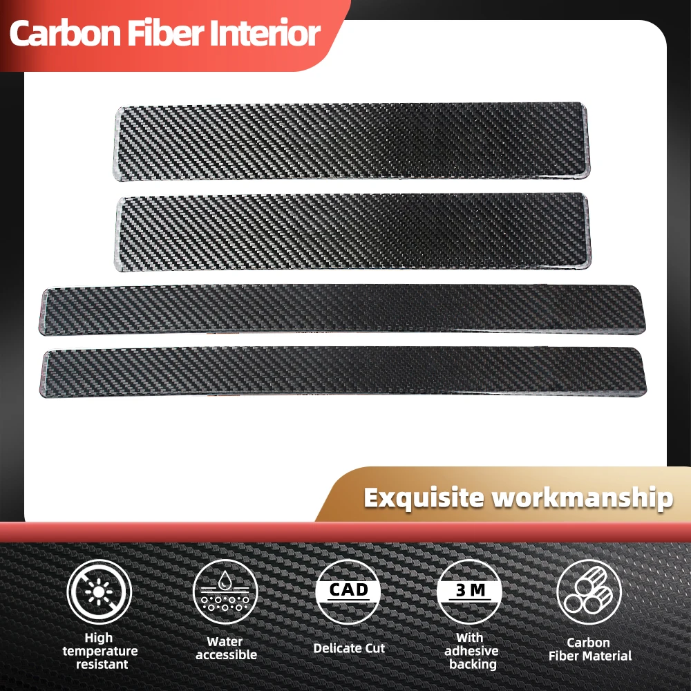 

For Tesla X 2018-2020 Four Door Sill Real Carbon Fiber Protector Cover Car Accessories Threshold Strip Decoration Sticker 4Pcs