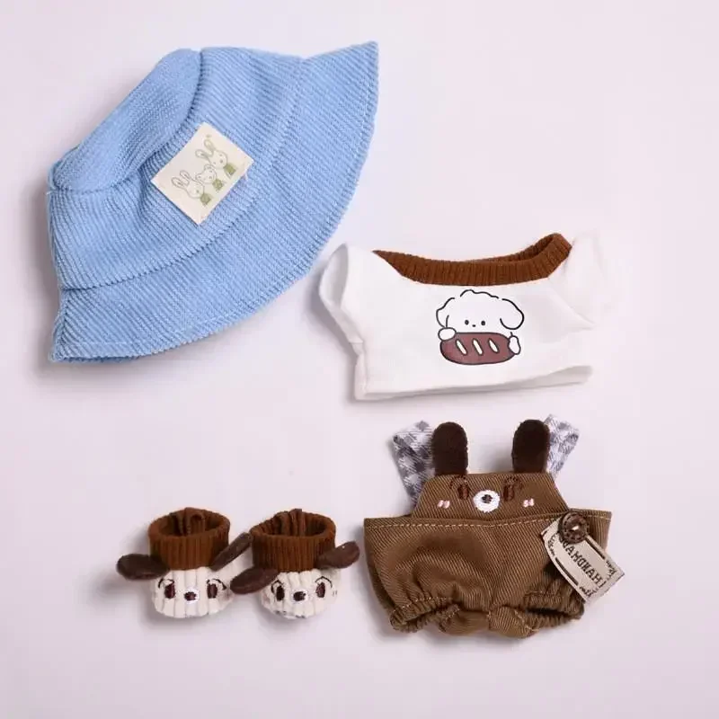 Mini Doll's Clothes No Doll Brown Bear Overalls Kindergarten Clothes Set Outfit for Labubu 17cm Dolls Clothes Dolls Accessories