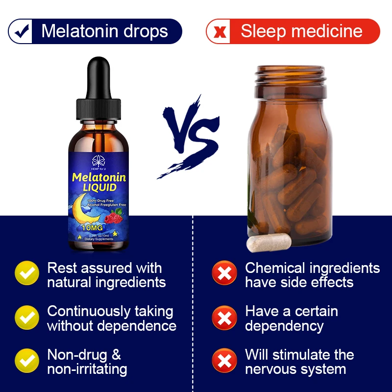 10mg Adult Melatonin Help Sleep Adjust Sleep Time Relieves Insomnia and Improves Sleep Quality Feeling Refreshed Good Mood