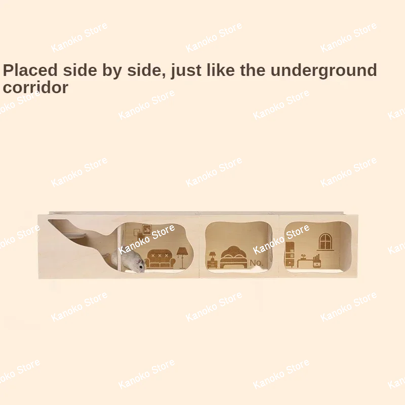 Reino secreto, casa de madera para hámster, laberinto de hámsteres, jaula para animales pequeños, accesorios para paisajismo de ratas, túnel de ratón enano