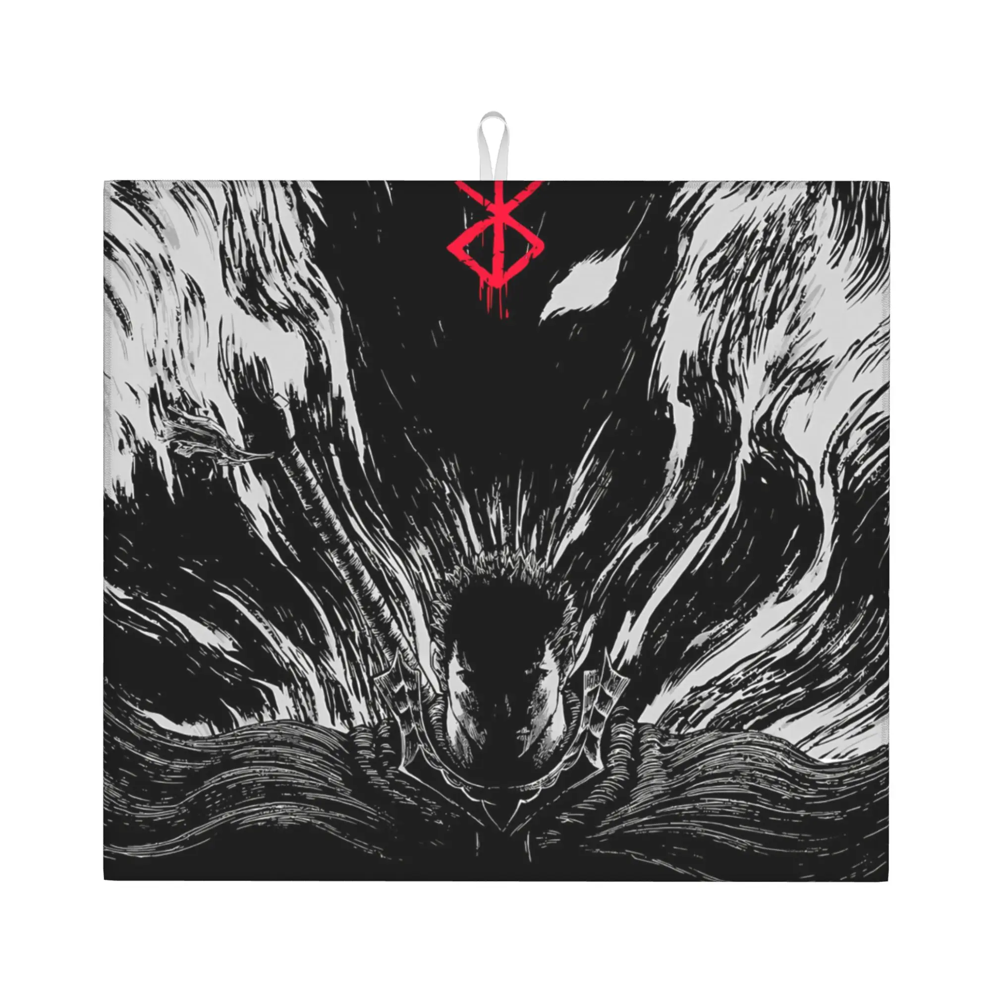 Cartoon Anime Berserk Non Slip Kitchen Counter Protector Mat Barware Tableware Reusable  Bathroom Drying Mat For Kitchen