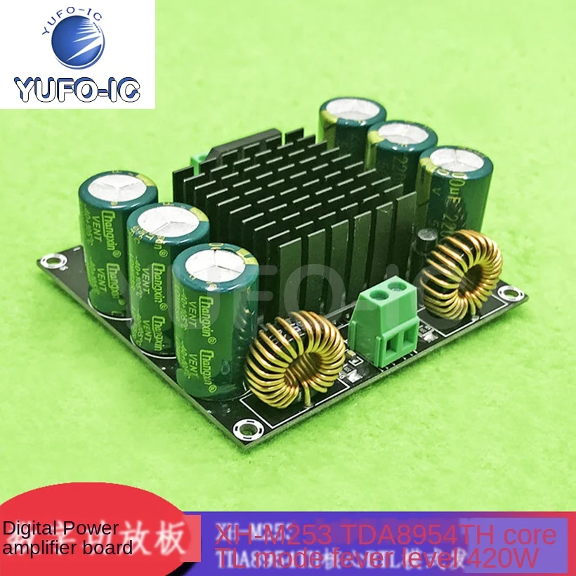 Free Ship 1pcs XH-M253 Mono Digital Power Amplifier Board Large Work Rate 420W TDA8954TH Core BTL Mode Enthusiast