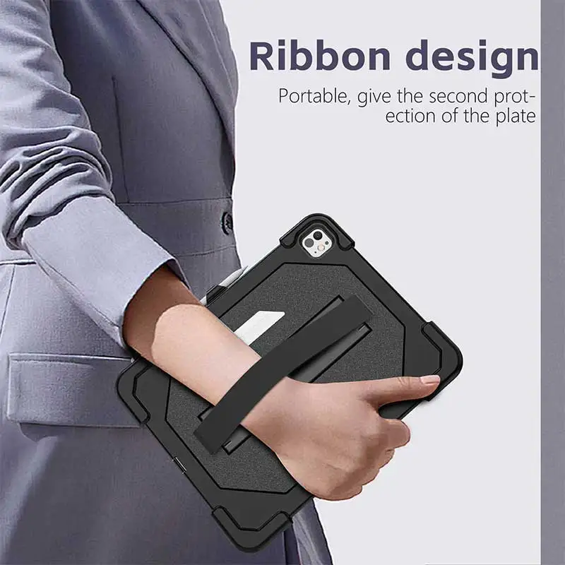 3 In 1 Shockproof Tablet Case For iPad Pro 13 11 2024 Air 13 11 Full Protection Portable Stand Holder Cover For iPad 7 8 9 10.2" image 5