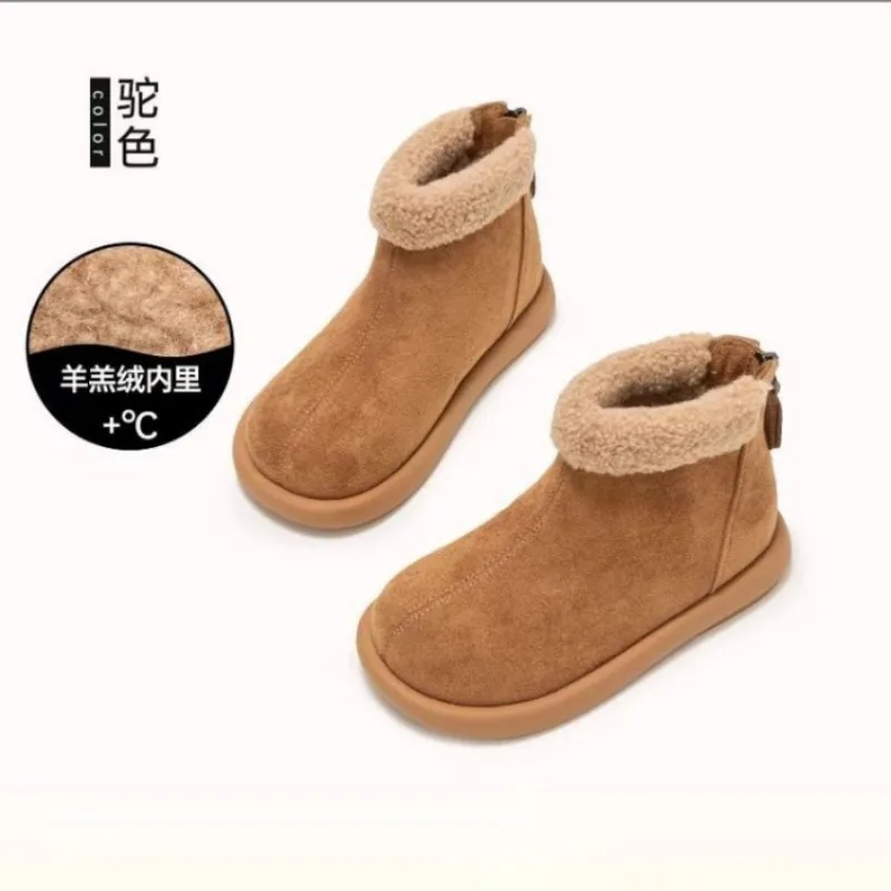 

Новая детская хлопковая обувь, зима 2024, удобные бархатные теплые зимние ботинки для мальчиков и девочек, студенческие повседневные модные ботинки, размер 23-34