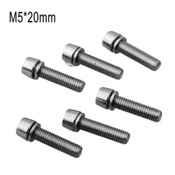 6pcs M5/M6 Bolts CNC Anode Cut Ti-tanium Bike Stem Bolts Rust-Proof High-Strength For Weather MTB Road Bike Handle Scre