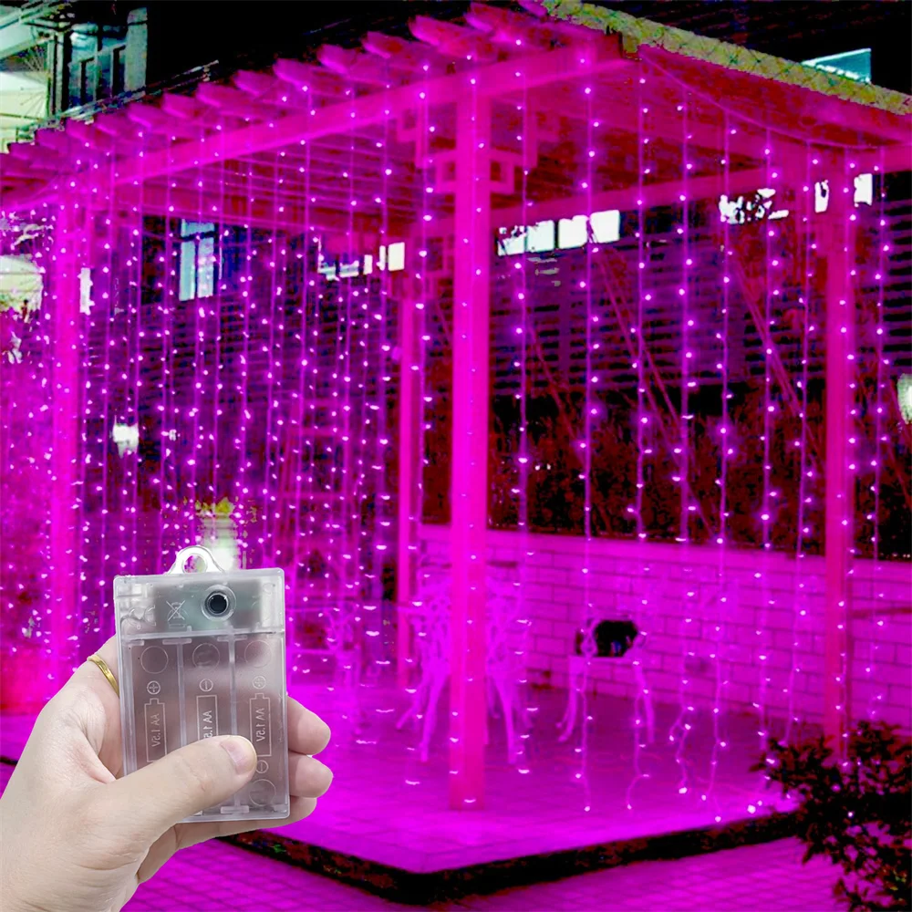 

Светодиодная гирлянда-штора на батарейках для декора дома на Рамадан, Ид Мубарак, День святого Валентина 2026, для использования на улице и в спальне