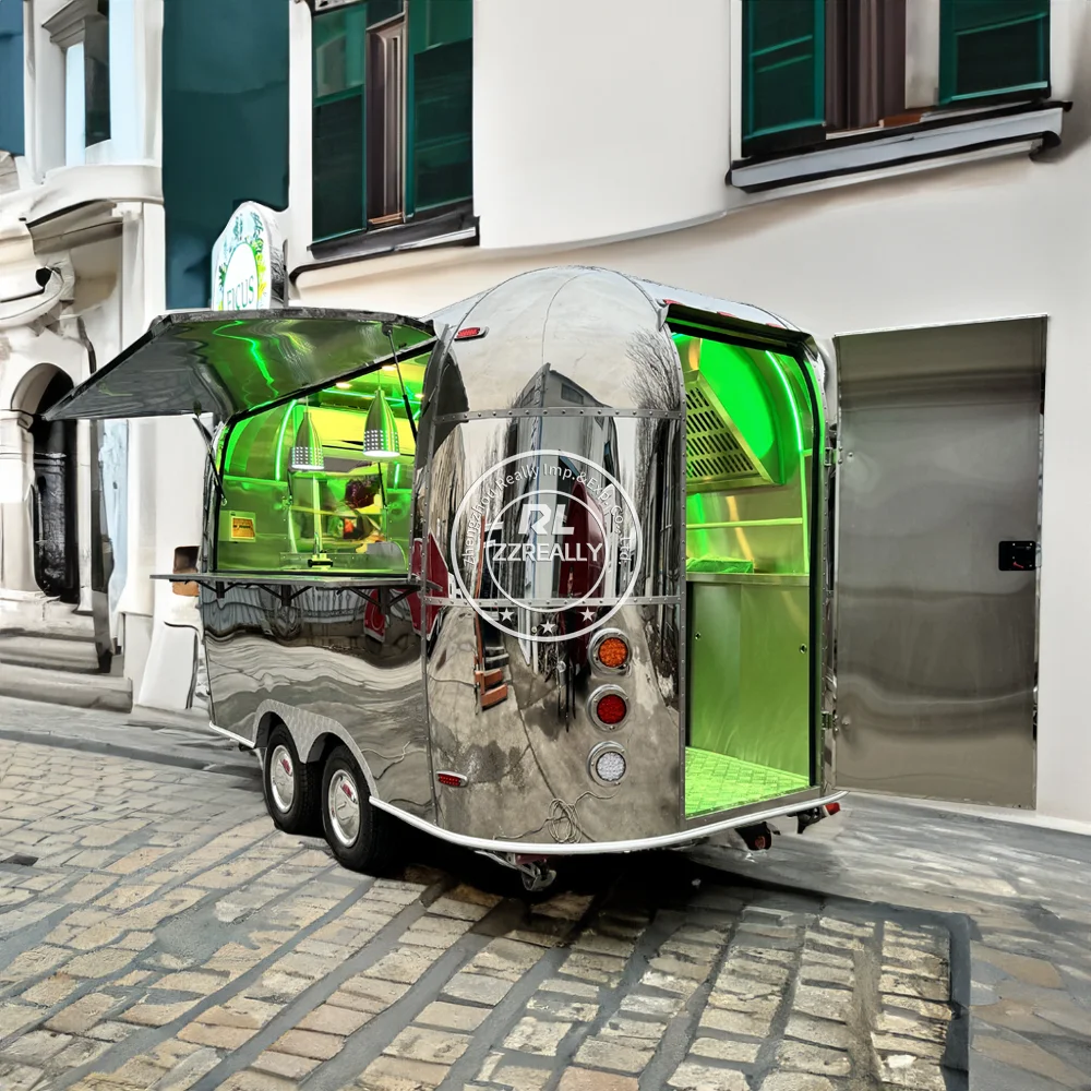 Airstream Trailer BBQ Burger Vintage Food Trailer Camping คุณภาพสูงอาหารรถเข็น Mobile Bar Custom Full อุปกรณ์