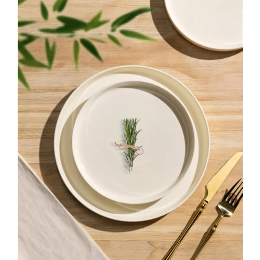 Ceramic Dinnerware Sets for 4 Including 12 Pieces Porcelain Lightweight Plates and Bowls Scratch Resistant Dish Set Ideal for D