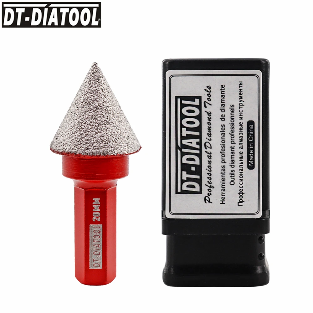 DT-DIATOOL Diamond Chamfer Dia 20mm Milling Bit Hex Shank Hole Saw Enlarging Bevelling Masonry Tile Ceramic Granite Crowns