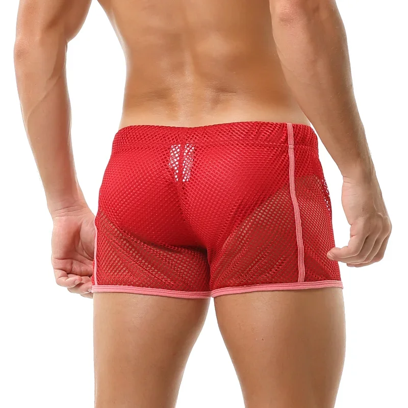 Модные мужские сексуальные сетчатые боксеры, новые летние дышащие мужские боксеры для фитнеса, бодибилдинга, мужское сетчатое прозрачное нижнее белье