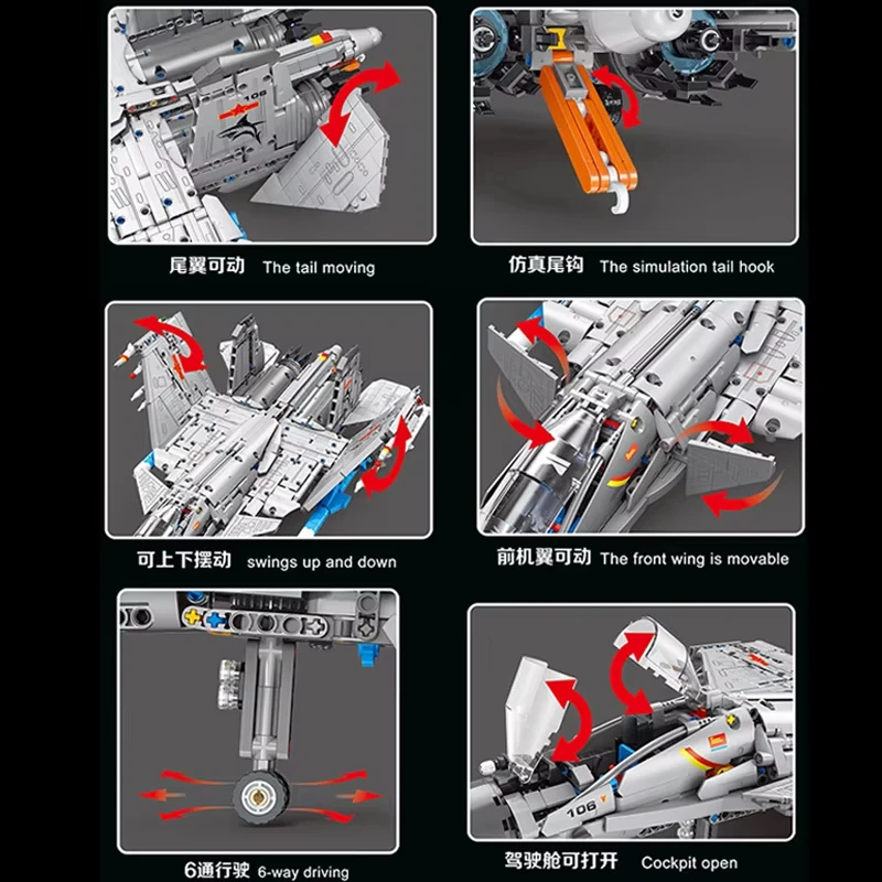 Tgl t4026 combate técnico J-15 avião blocos de construção conjunto moc militar educacional diy tijolos crianças meninos brinquedos presente natal