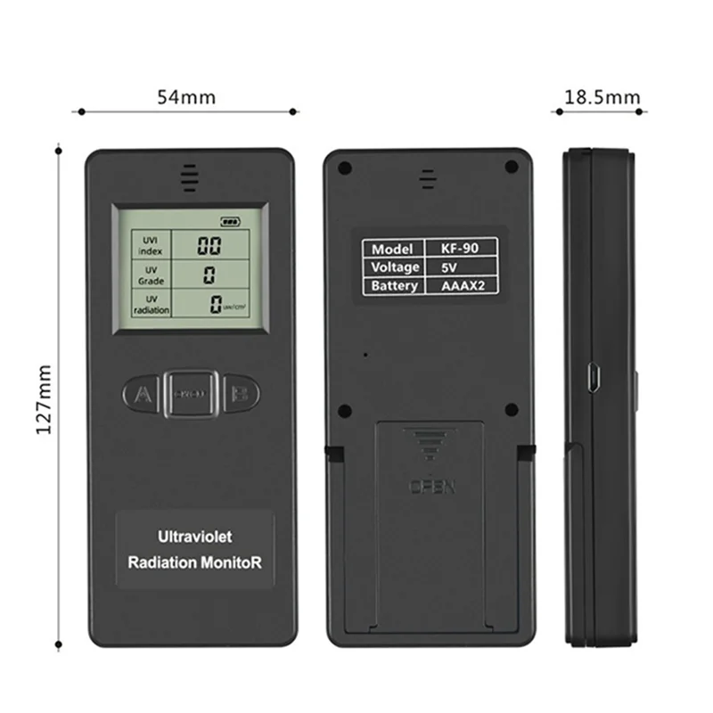 Black Radiation Monitor Digital UV Detector For Home Office Outdoor Inspection Black