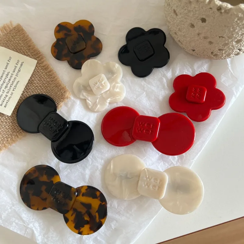 

Creative Retro Acetate Bow Hair Clip Floral and Alphabet Design Elegant Side Barrettes for Women Girls Forehead Flyaway Holders