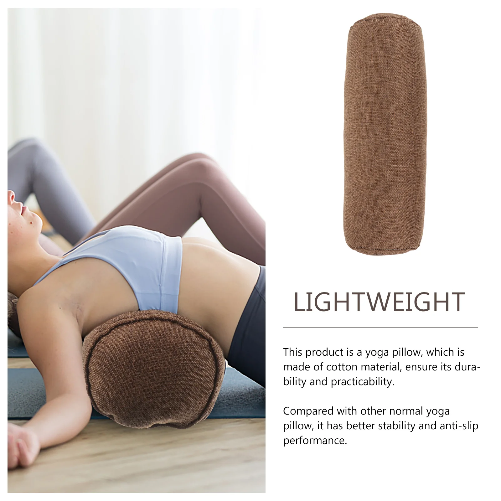 

Yoga Throw Pillow Cotton Linen Cylinder Shape High Density Support Pillow for Lumbar Backrest Meditation Yoga Mat