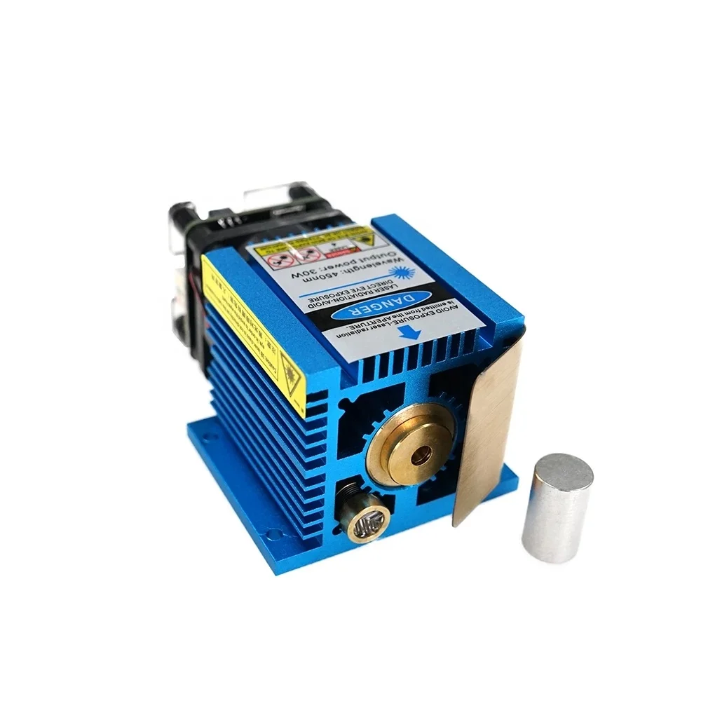 30W 51 มม.450nm แสงเลเซอร์สีฟ้าโฟกัสคงที่ DIY แกะสลักเครื่องแกะสลักแกะสลักอุปกรณ์เสริม DIY เครื่องมือเลเซอร์โมดูลหัว