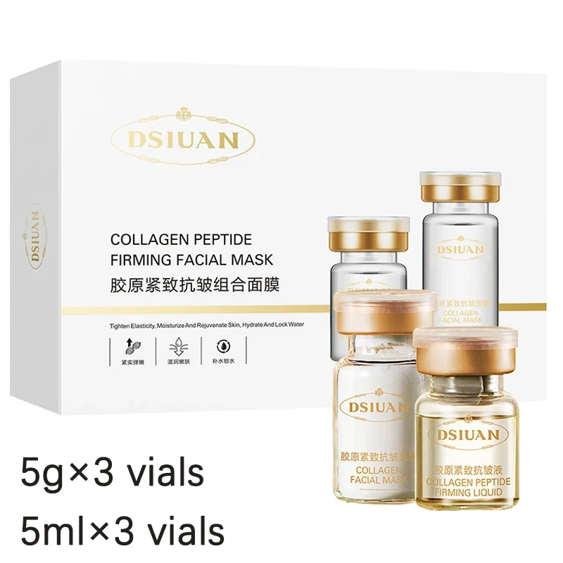 1 Box Collagen Peptide Freeze-Dried Powder Mask Set Lift Firm V Face Hyaluronic Acid Brighten Moisturise Rejuvenate Skin Care