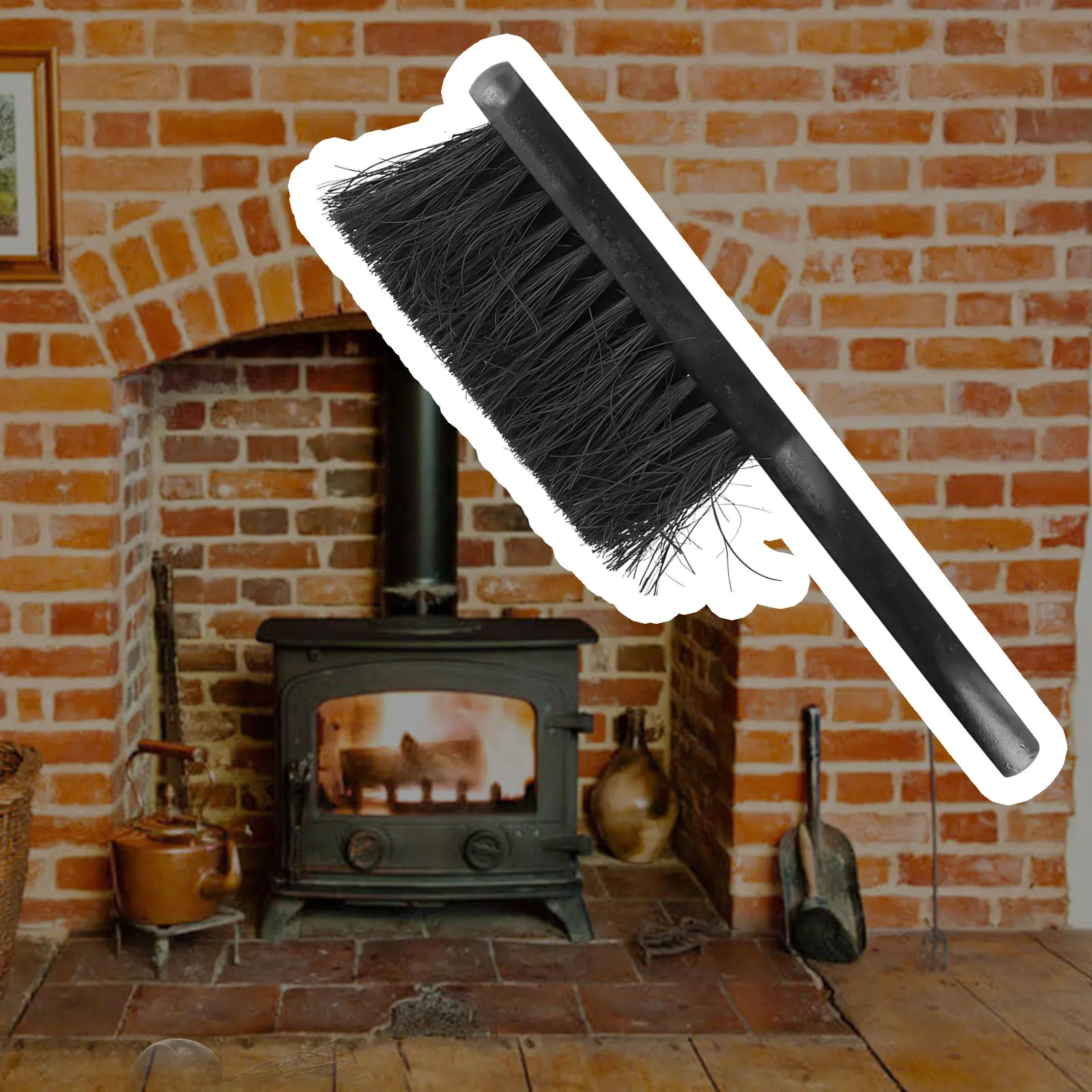 

1Pc Fireplace Brush Wooden Handle Shape Brush Head Fireplace Fire Hearth Fireside Brush For Doing Thorough Cleaning.