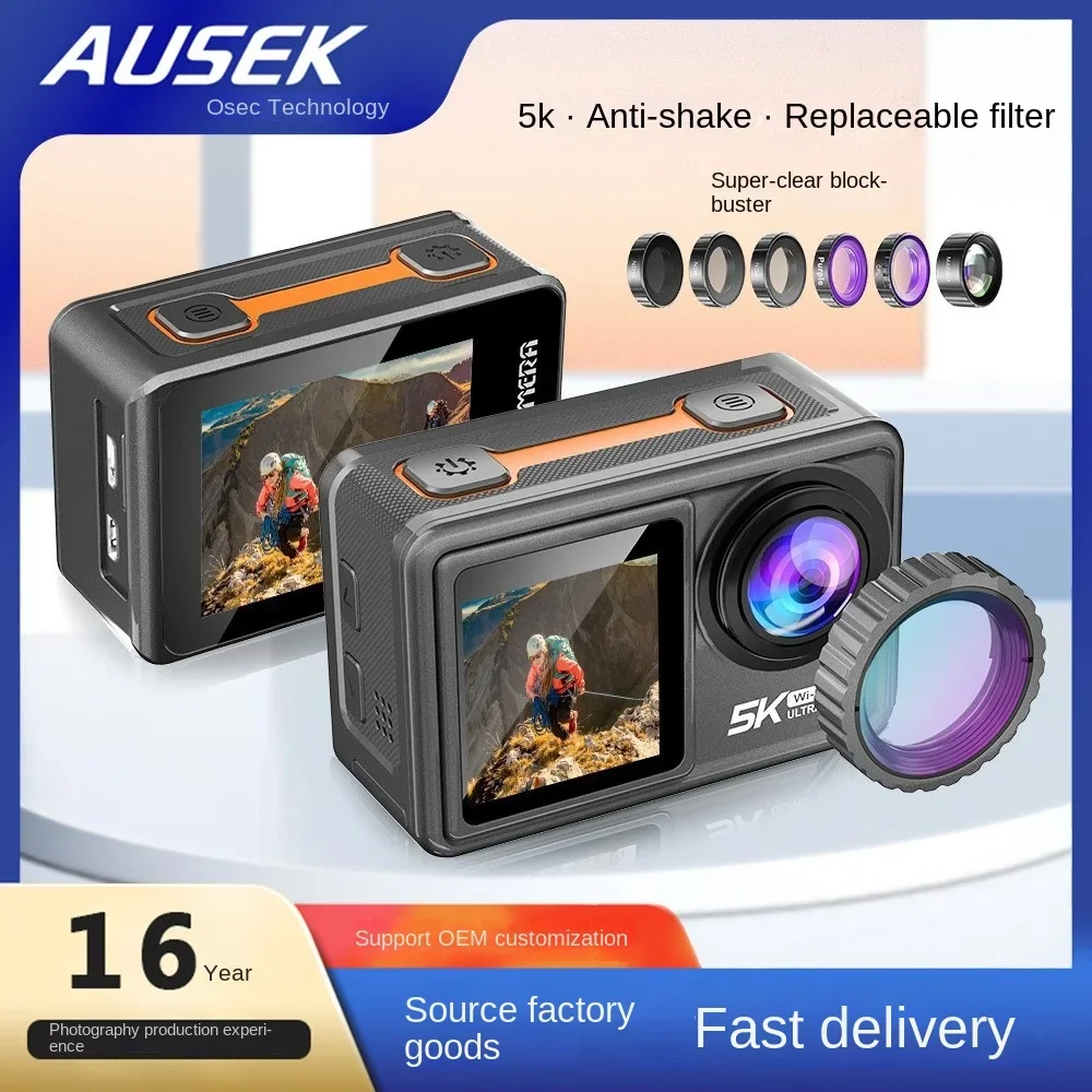 Portable 5K Sports Camera, 4K Anti-Shake, High Definition, Outdoor Shooting, Cycling, Diving, Head-Mounted, Fishing