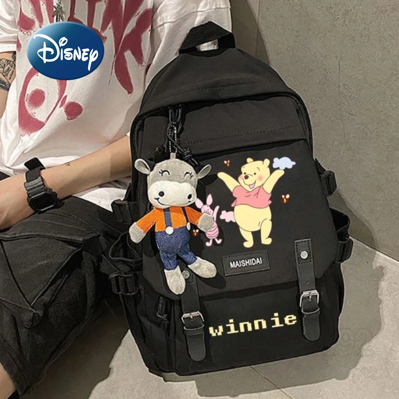 Imagem -05 - Disney Winnie The Pooh Nova Mochila de Luxo Marca de Moda Masculina e Feminina Mochila de Grande Capacidade dos Desenhos Animados Bonito Bolsa de Estudante