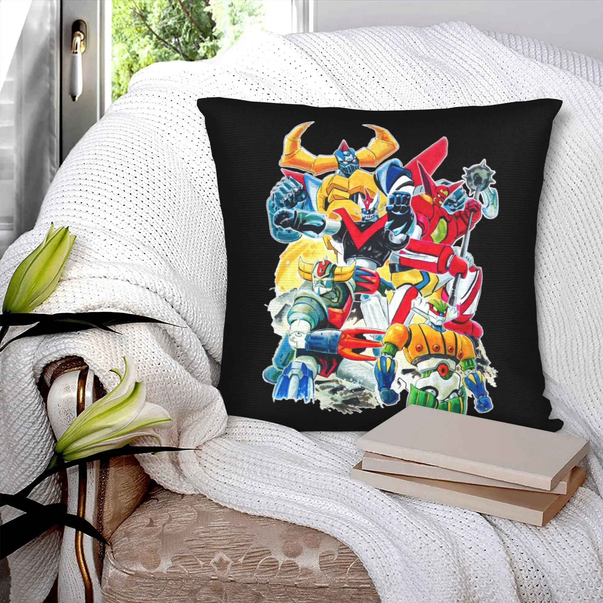 Goldrake Gurendaiza Mazinger Z Cushion Cover 45x45cm Super Ufo Robots Team Anime Soft Modern Pillows Decoration Salon