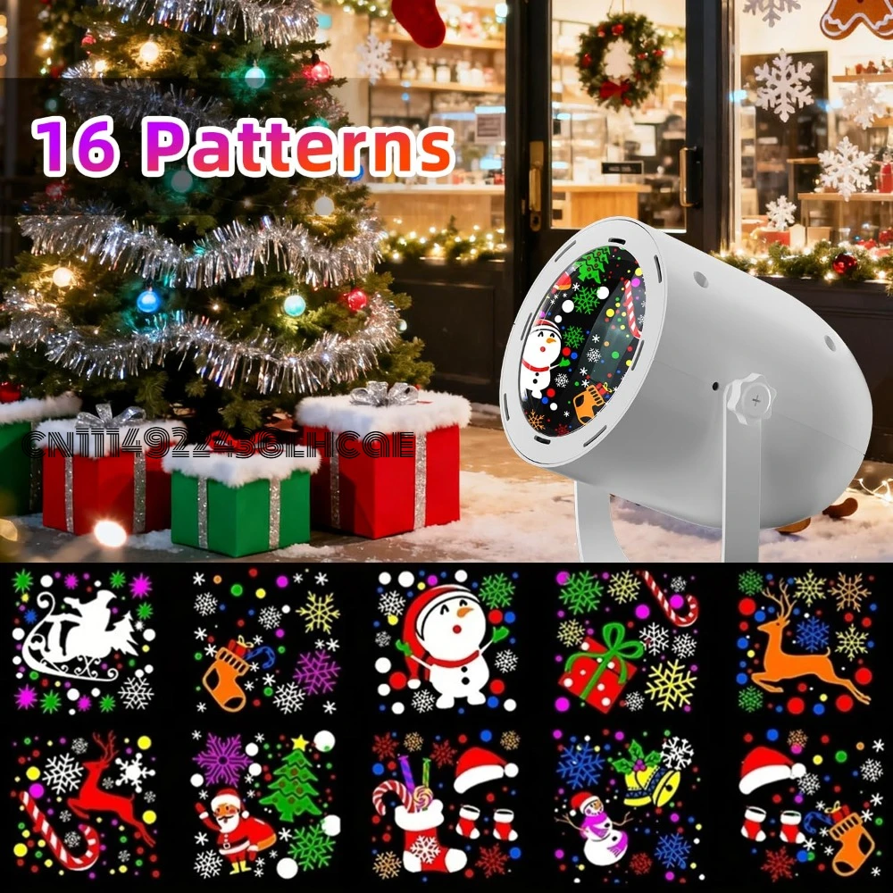 Christmas Projector Lights, 9 Patterns Auto-Rotating LED Holiday Projector with Colorful Snowflake & Christmas Projections
