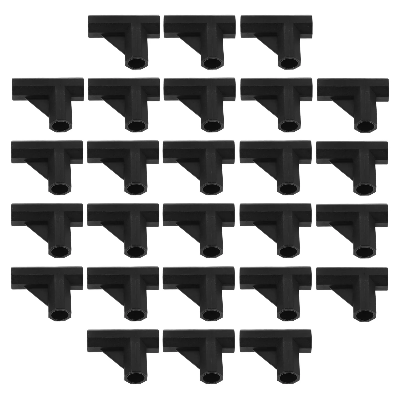 50Pcs T-Shaped Outdoor Storage Rack Connector Nylon Three-Way Pipe Fitting Black for Camping Hiking Travel Versatile Diameter
