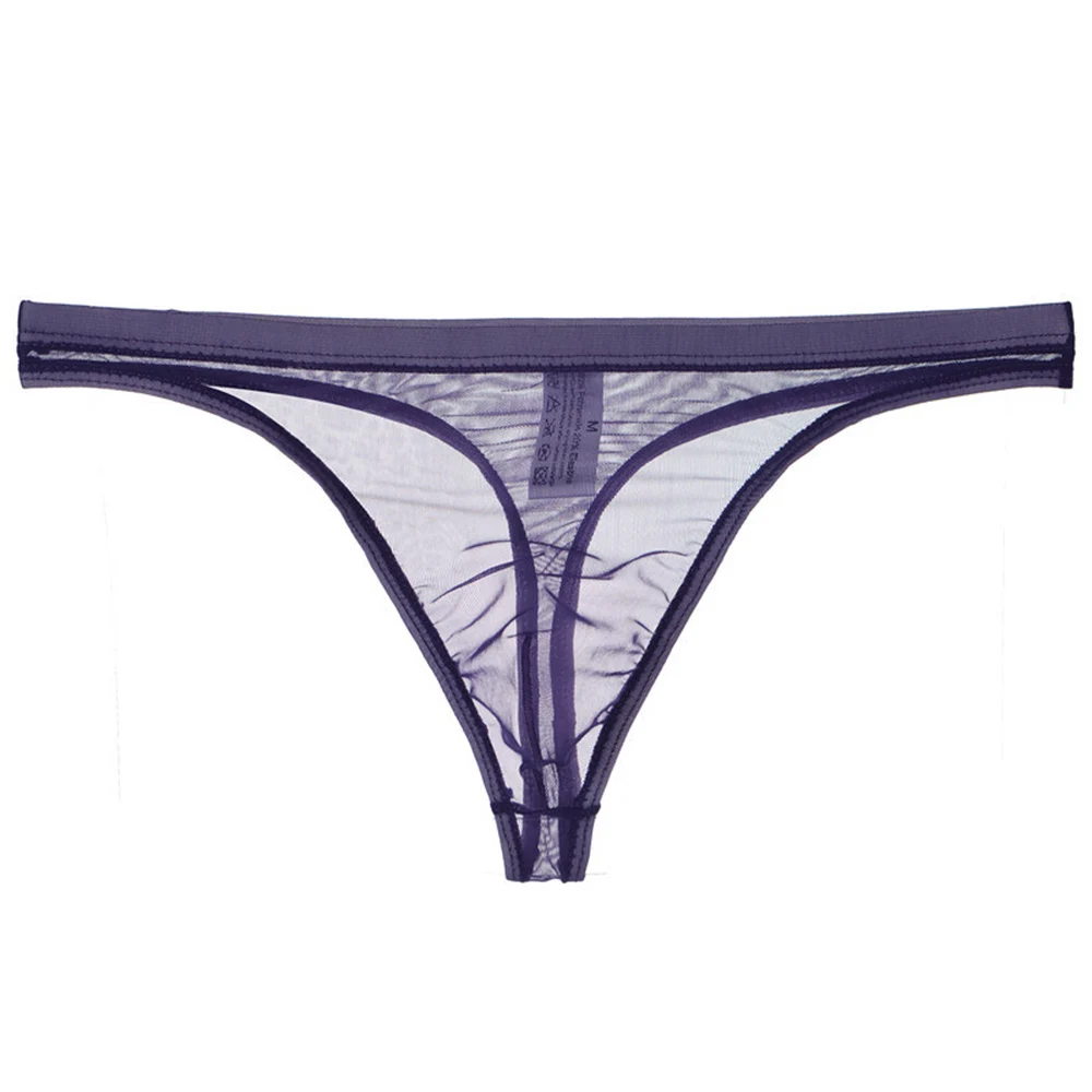 Men's Sexy Breathable Underpants T-Back G-String Briefs Transparent Lingerie Lightweight Thin Tight Solid Male Briefs Shorts
