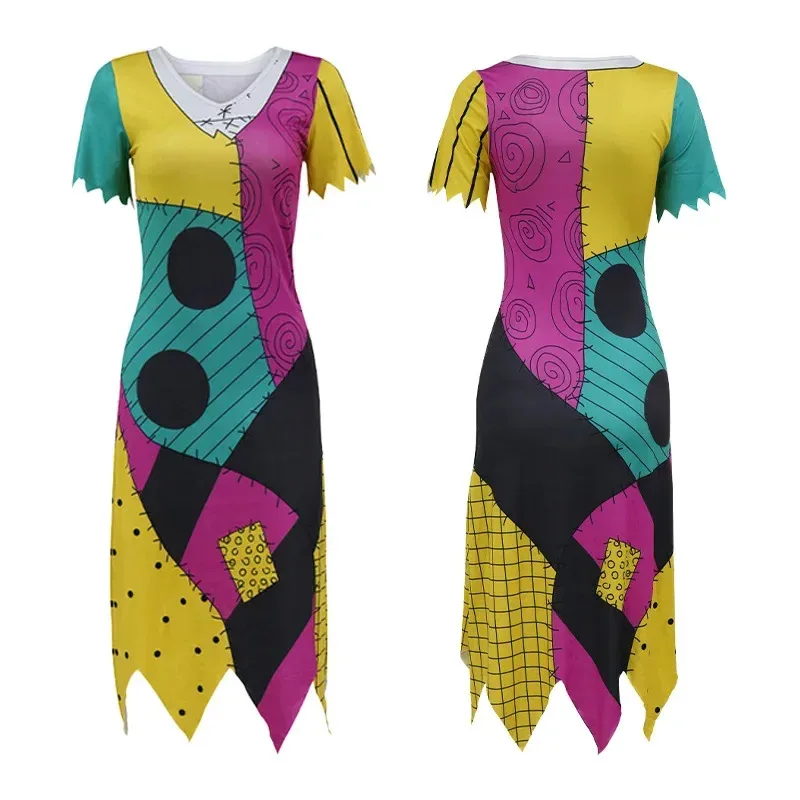 Sky01 할로윈 애니메이션 영화 악몽 샐리 코스프레 드레스 파티 세트 의상 크리스마스 여성 슬림 점프 슈트 Catsuit Zentai BoSd01$