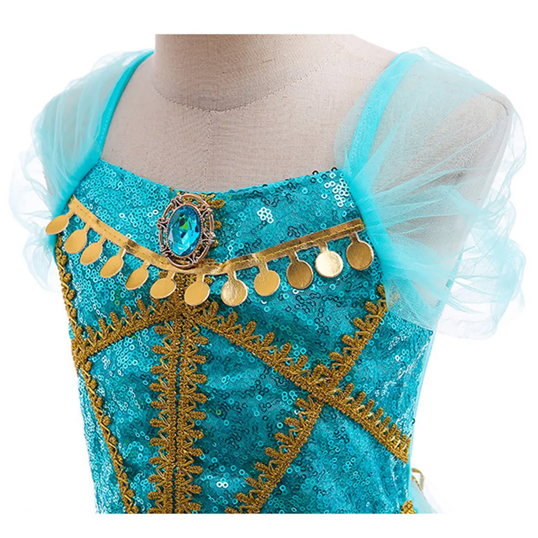 Disney Girl Jasmine Aladdin Princess Dress Halloween Party Princess Dress Cosplay Jasmine Top Pant Headband Carnival Costume Set - Image 5
