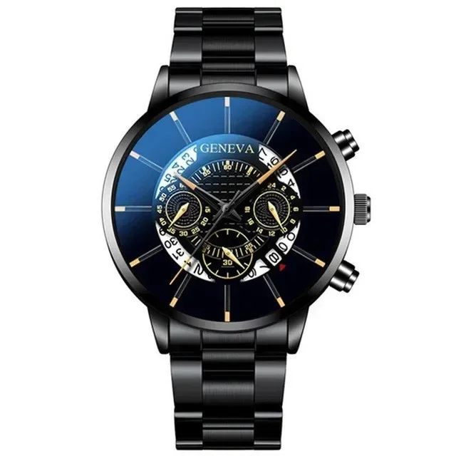 Reloj con correa de acero con calendario, reloj de cuarzo con esfera grande para hombre, reloj de comercio exterior transfronterizo para hombre, venta al por mayor