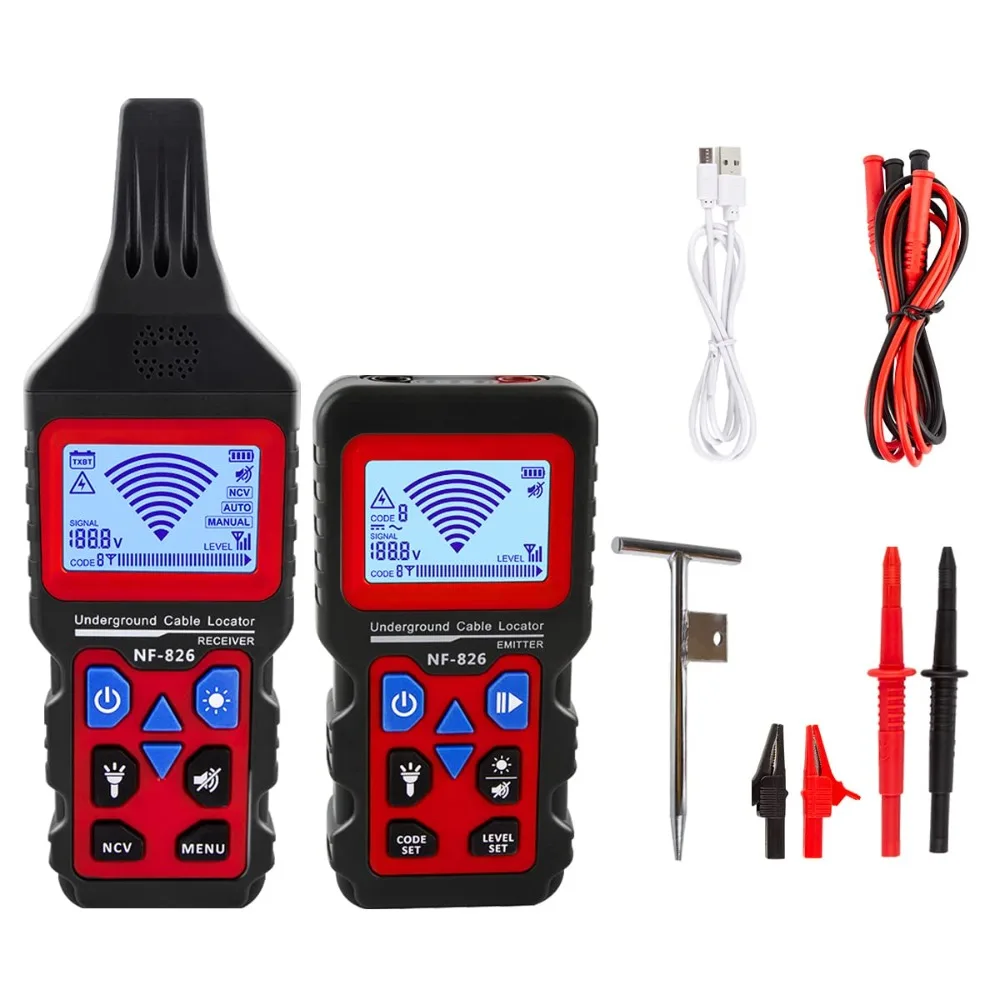 ZHOUCE NF-826 Underground Cable Tester Locator Wire Tracker Detection Wall Electrical Lines Water and Gas Supply Pipeline Path